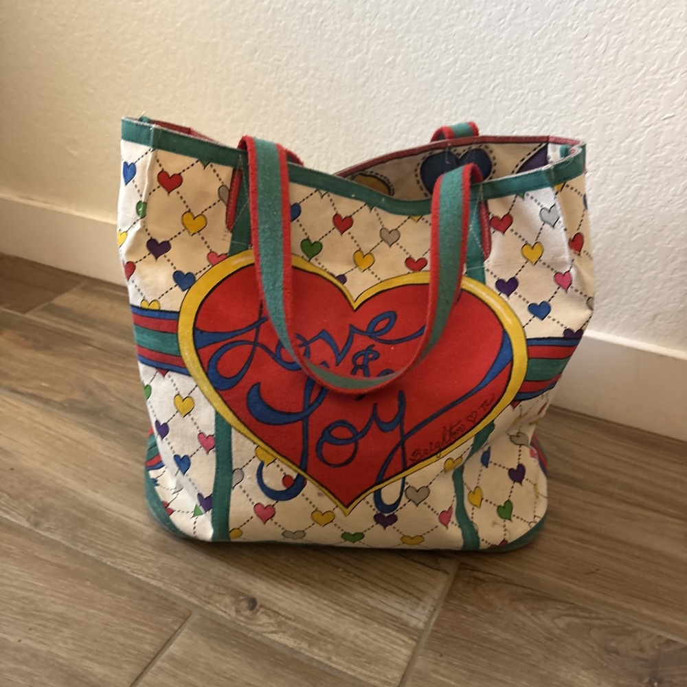 Brighton Love & Joy Tote Bag NWT Multicolor Hearts 14" x 15" ~ LuLu the Elf